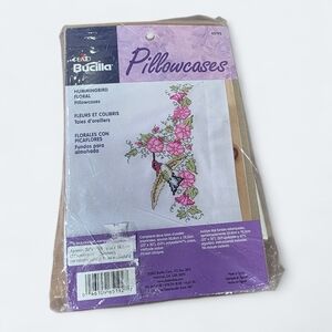 Plaid Bucilla Hummingbird Floral Pillowcases Stamped Design For Crosstitch